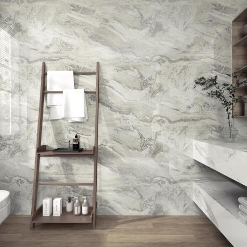 Beige/Silver Peel and Stick Marble Wallpaper for Bathroom Kitchen Backsplash Glossy Marble Contact Paper for Countertops Granite Wallpaper Adhesive Countertop for Table Shelf Liner Decor 24''x315''