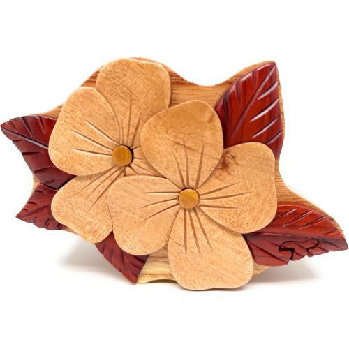 Spring Blossoms, Handcrafted Wooden Puzzle Box, All-Natural Intarsia Wood Art, with Secret Compartment and Key