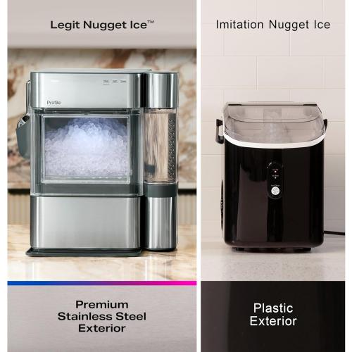 GE Profile Opal 2.0 Ultra Nugget Ice Maker with Side Tank and Scale Inhibiting Filter, Scoop Included, 38 lbs in 24 Hours, Pellet Ice Machine with WiFi & Smart Connected, Stainless Steel