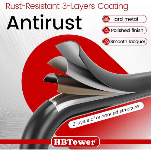 HBTower Step Ladder, Folding Step Stool with Wide Anti-Slip Pedal, Sturdy Steel Ladder, Convenient Handrail, Lightweight, Portable Steel Step Stool