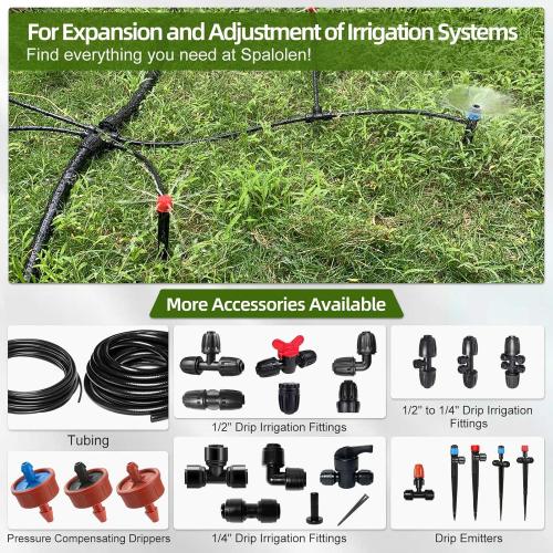 10PCS Push-to-Fit Drip Irrigation Emitters for 1/4 inch Irrigation Tubing, Adjustable 360 Degree Vortex Drip Emitters with Stake, Irrigation Dripper Sprinklers for Drip Irrigation System
