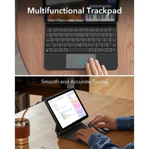 ESR iPad Air 11 Inch Case with Keyboard (M3/M2, 2025/2024) & iPad Pro 11/Air 5th/4th Gen Keyboard, Easy-Set Magnetic Stand, Portrait/Raised Modes, with Removable Protective Case, Black