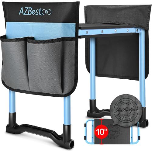 AZBESTPRO Garden Kneeler and Seat, Upgraded Foldable Heavy Duty Gardening Stool - Widened to 10 Stable Wear-Resistant Prevent Knee and Back Pain, Bench High-End 2 Large Tool Bags Gift for Men Women