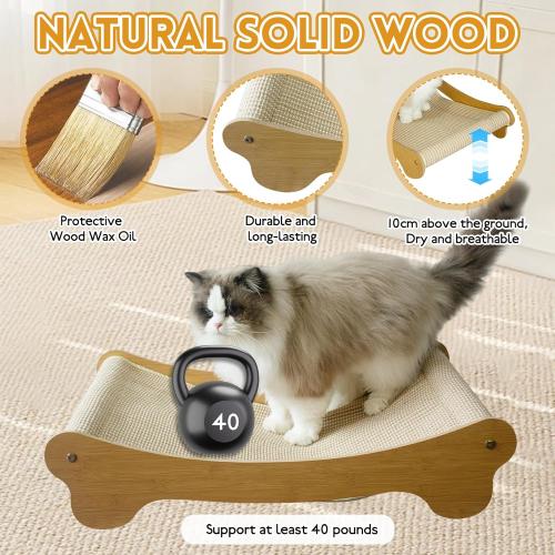 Cat Scratcher,Cat Scratchers for Indoor Cats Scratch Pad with Natural Sisal，Wooden Cat Furniture Cat Scratching Board（27.5X16.3X6.3）