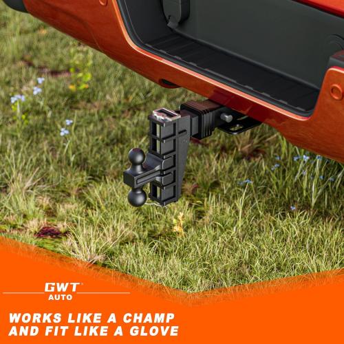 Dual-Ball Adjustable Trailer Hitch(2&2-5/16), Fits 2-Inch Receiver, 6 Inch Drop/Rise Drop Cushioned Hitch, 25,000 LBS GTW-Tow Hitch for Truck, Solid Ball Mount, Black, Heavy Duty