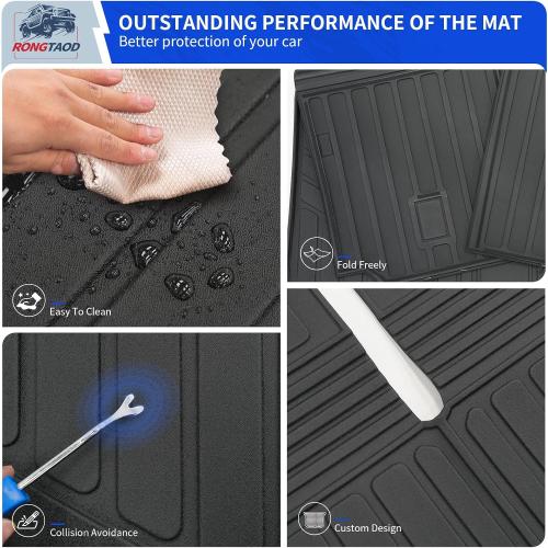 Rongtaod Cargo Mat Compatible with 2018-2024 2025 Volkswagen Atlas (NOT for Cross Sport) Trunk Mat Trunk Liner Cargo Liner Back Seat Cover 2023 VW Atlas Accessories (Trunk Mat with Backrest Mat)