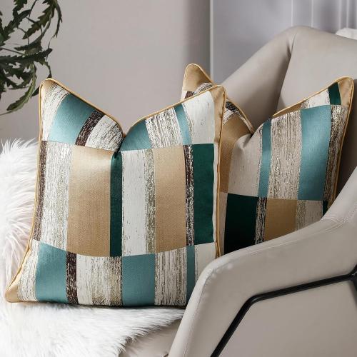 vctops Luxury Gold Patchwork Decorative Throw Pillow Covers Soft Square Cushion Case Pillowcase for Sofa Bedroom Car (Green,18x18)