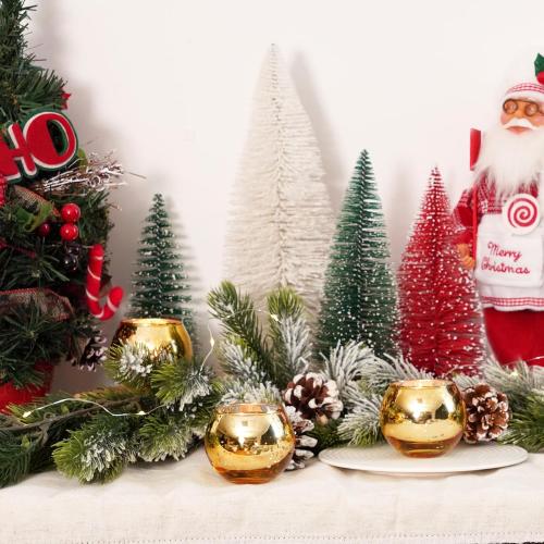 Homemory 24 Pcs Gold Votive Candle Holders, Round Mercury Glass Candle Holder, Tealight Candle Holders for Table Centerpieces, Baby Shower,Anniversary, Wedding, Home Decor, Halloween, Christmas