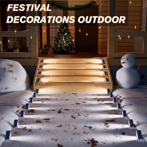 VOLISUN Solar Step Lights Outdoor Waterproof, LED Outdoor Stair Lights, Solar Step Light for Outside, Warm&Cool White Deck Light Decor for Stair,Front Porch and Patio(Gray,12 Pack)