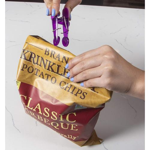 Seal N Snack Magnetic Chip Clips, Multi-Purpose Bag Grips for Kitchen Storage, Keep Pantry Foods Fresh, 16 Count, Colors May Vary