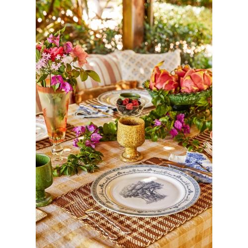 Set of 4 Blue and White Collectible Assorted Farm Animals, Veggies and Banyan Tree Dinner Plates 10.5 with Giftbox