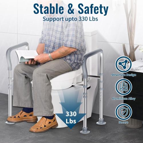 Raised Toilet Seat for Seniors with Handles - 3.5in Elevated Toilet Seat Risers, Elevated Toilet Safety Seat with Adjustable Width & Height, Ideal for Elderly, Pregnant & Handicapped (with Lid)