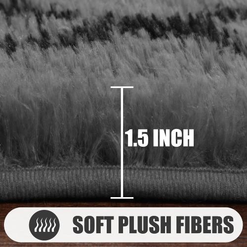 ONASAR 7x9 Area Rugs for Living Room Bedroom, Washable Large Fluffy Grey and Black Throw Rug, Geometric Soft Plush Shaggy Floor Carpet for Nursery Kids Girls Boys Teen Dorm Home Decor Aesthetic