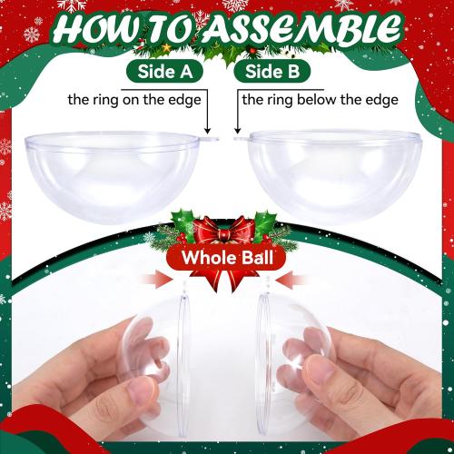 12 Pack Clear Plastic Fillable Ornament Ball 3.15''/80mm for Christmas,Holiday, Wedding,Party,Home Decor