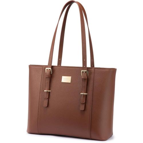 Size 15.2”(17.3”)W x 12.2” H x 5.5”Professional Laptop Purse Tote Bag with Padded Compartment Fits Up to 15.6 Inch Computer, N°1-Coffee
