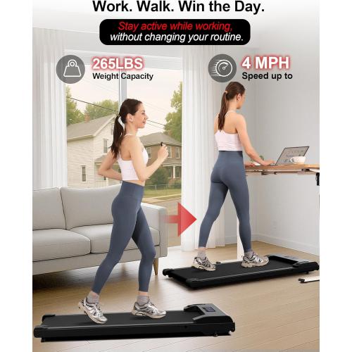 Lichico Walking Pad Under Desk Treadmill，Portable Small Treadmills for Home and Office，Super Quiet Brushless Motorized Walking Jogging Running Machine with Remote Control
