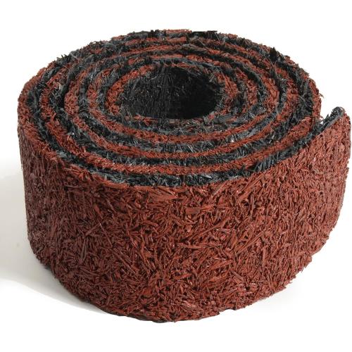 1 Roll Double Sided Rubber Mulch Roll - 2' x 8' - Mahogany/Black Modern Garden Edging