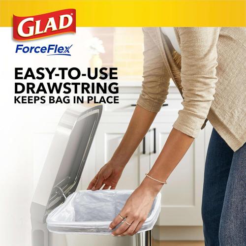 Glad ForceFlex Tall Kitchen Drawstring Trash Bags, 13 Gal, Fresh Clean, 110 Ct, Pack May Vary