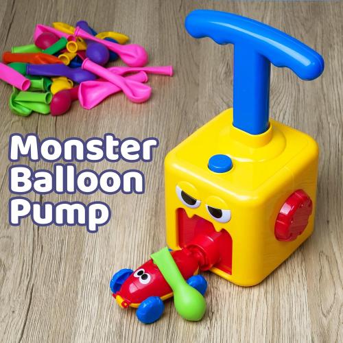 LiKee Balloon Powered Toys Monster Face Pump for 3  Years Old Boys Girls, Car Racers Birthday Party Supplies Preschool Educational Science STEM Toys with Manual Balloon Pump for Kids
