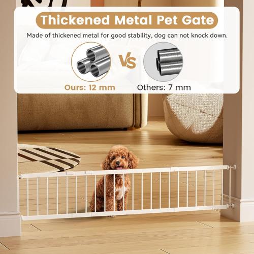 Dog Gate - 18-45 Adjustable Extra Wide Metal Baby Gate to Step Over, 10 Tall Small Pet Gate with 3 Extension Kits, Pressure Mounted for Doorways & Stairs