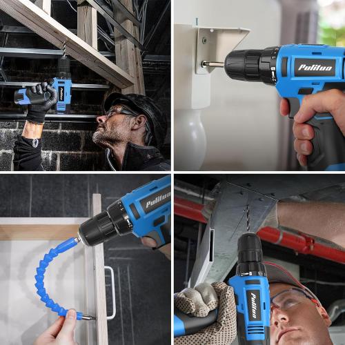 PULITUO Tool Set, 149-Piece Home Drill Set with Blue 12V Cordless Drill, Tool Box, Hand Tool Kits for Women & Men and DIY Enthusiasts, for Home Improvement