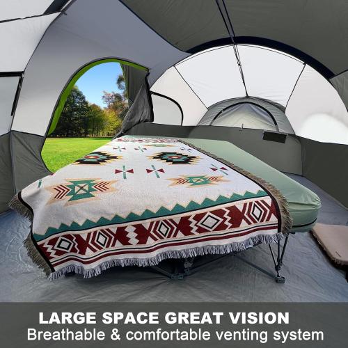 CAMPROS CP Tent 8 Person Camping Tents, Weather Resistant Family Tent, 5 Large Mesh Windows, Double Layer, Divided Curtain for Separated Room, Portable with Carry Bag