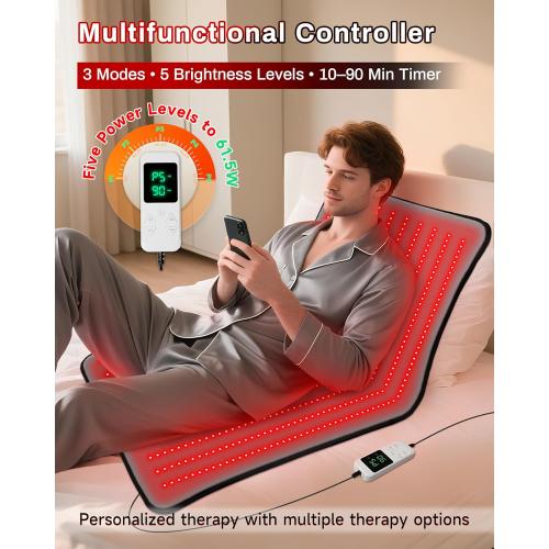 Red Light Therapy Mat for Body 38 x 23.6, 400 LEDs Dual 660nm & 850nm Infrared Medical-Grade TPU Pad for Back, Shoulder & Joint Relief, FSA & HSA Eligible