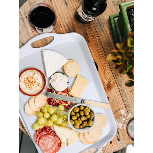 KAQAHIDO Large Melamine Serving Trays for Eating, 17.5’’ x 12’’ Serve Platter for Appetizer, Charcuterie, Food, Snack, Cupcakes, Dessert, BPA-Free, Dishwasher Safe Tray, Set of 2, White