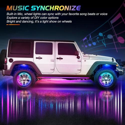 Nilight 4PCS 17.5inch Double Row LED Wheel Ring Lights RGB with APP and Remote Control Neon Light w/Turn Signal and Braking Function Dual Row for Car Van SUV Truck