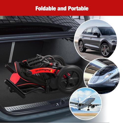 Wheelchairs for Adults,Transport Wheelchair Lightweight Foldable with Removable Cushion,Ergonomic Transfer Chair with 12-inch Rear Wheels for All Terrains,Travel Wheelchair,Red