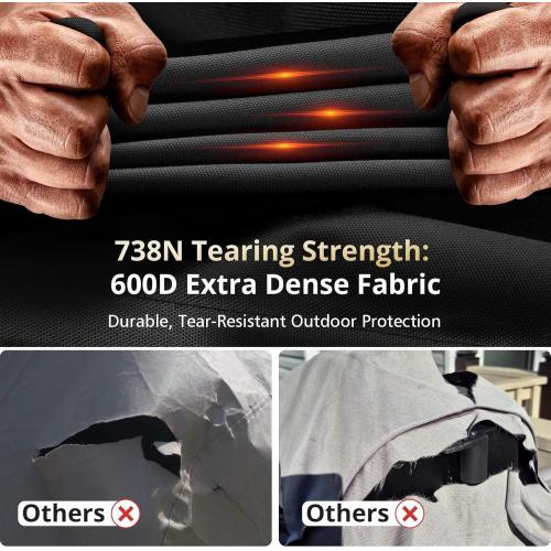 Ultimate Durable Grill Cover for Weber Genesis 300 & Genesis II 300 Series Grills,Heavy Duty Waterproof Rip-Proof 58 BBQ Cover,Fade Resistant 7130 Gas Grill Cover with Strap for Weber 3 Burner Grill