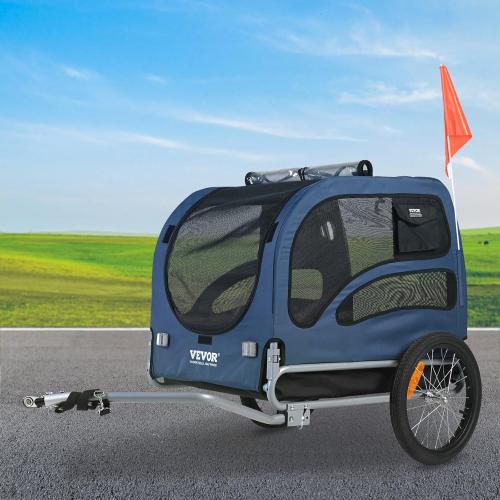 VEVOR Dog Bike Trailer, Supports up to 100 lbs, Pet Cart Bicycle Carrier, Easy Folding Frame with Quick Release Wheels, Universal Bicycle Coupler, Reflectors, Flag, Collapsible to Store