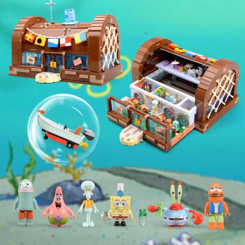 Toy Building Brick Blocks Toys Sets Display Box kit Action Figures Pineapple House Patrick Stone Star Home for Boys and Girls Kids Age 2-4, 3-5, 5-7, 8-12 Fans STEM Gift (2718 pcs)