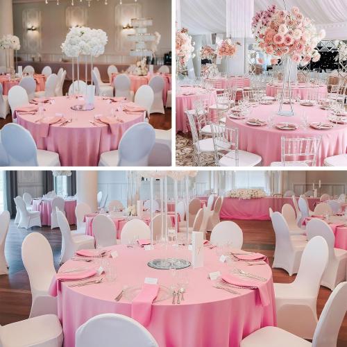 8 Pack Pink Round Tablecloth 90 Inch Table Cloth for Round Tables, Washable Polyester Fabric Stain and Wrinkle Resistant Decorative Table Cover for Wedding Party Dining Banquet