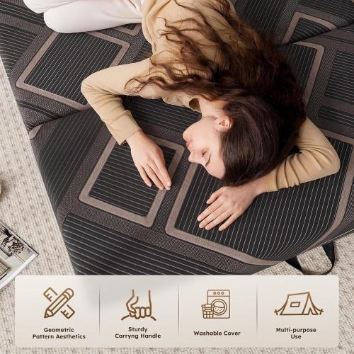 Trifold Mattress Queen Size - 6 Inch Foldable Memory Foam Mattress, Washable Cover and Non-Slip Design, Portable Folding Floor Guest Bed Camping RV Travel Pad, Easy to Store, 78 x 58 x 6