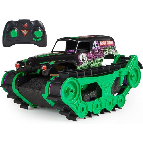 Monster Jam, Official Grave Digger Trax All-Terrain Remote Control Outdoor Vehicle, 1:15 Scale, Kids Toys for Boys and Girls Ages 4 and Up