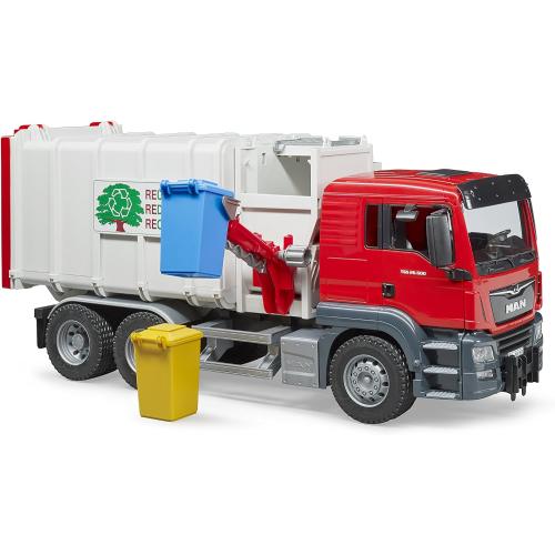 Red Bruder Toys 03761 Man TGS Side Loading Garbage Truck