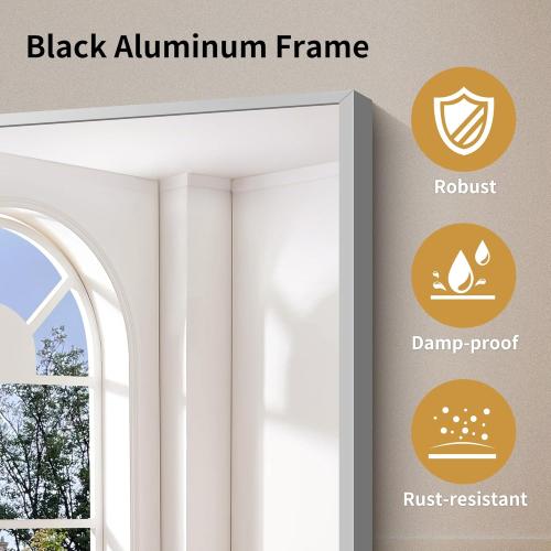 Silver 48x24 YIROMAN Bathroom Mirror 48x24, Large Brushed Silver Bathroom Mirror for Over Sink with Aluminum Frame, Rectangular Vanity Mirror with Right Angle, Wall Mirror Hangs Horizontal or Vertical