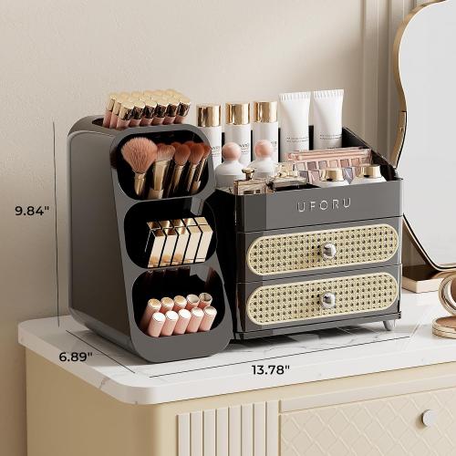 UFORU Makeup Organizer Countertop with Brush Holder for Vanity Bathroom