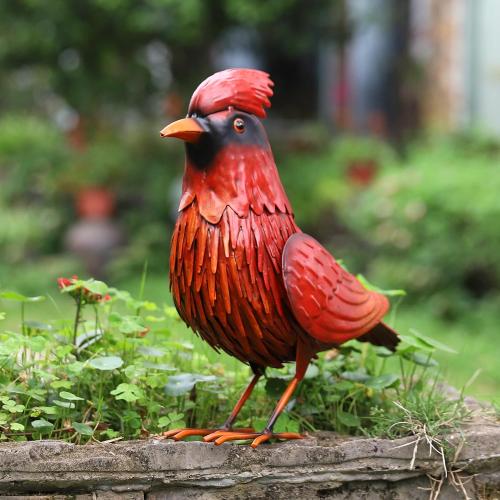 Shorayn Cardinal Garden Statues Large Red Bird Outdoor Decor Metal Yard Art Lawn Ornaments,Garden Birthday Housewarming Gifts for Women