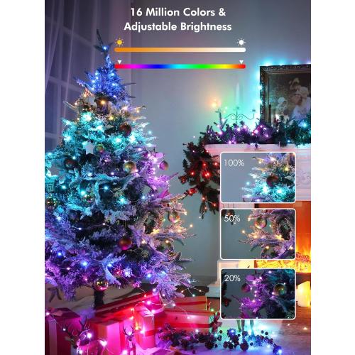 BrizLabs Smart Fairy String Lights, 66ft 200 LED WiFi Pink & White Valentine's Day Fairy Lights App Control, Dimmable Rainbow Christmas Lighting, Music Sync Xmas Lighting Work with Alexa & Google Home