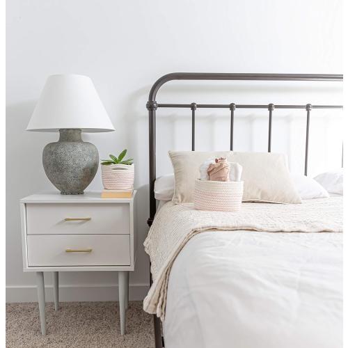 OrganiHaus Pink Baby Changing Basket, Nursery Storage Baskets for Shelves, Cotton Rope Basket w/Handles, Cloth Basket for Toys, Towel Basket Bins, Set of 3 Small Woven Basket for Storage