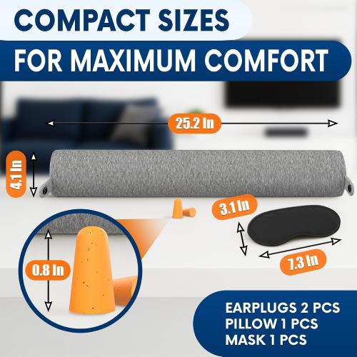 Twist Memory Foam Travel Pillow - Comfortable & Adjustable Neck Pillow for Traveling with Soft Washable Velvet Cover, Eye Mask & Earplugs - Long Flight Essentials | for 360° Neck Support, Chin, Lumbar