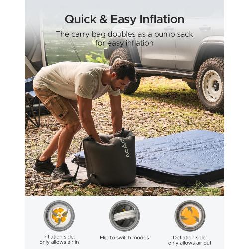 Acacia 4 Thick Self Inflating Sleeping Pad with Foam, Innovative Y-Shaped Telescopic Structure, Ultraportable Camping Air Mattress with Pump Sack, Easy Roll Up Sleep Bed for Travel Tent Car