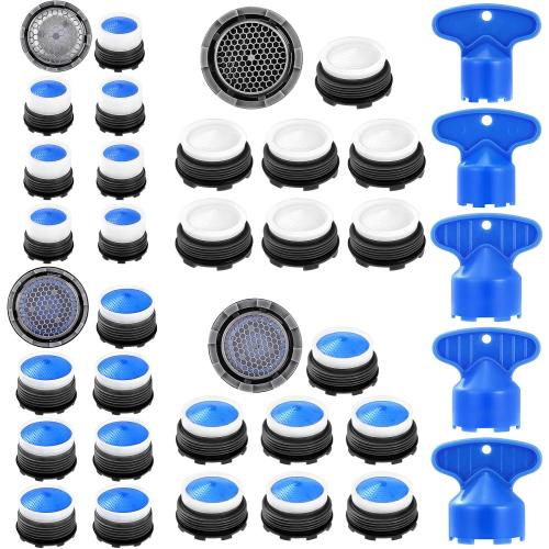 28 pcs Faucet Aerators with 5 Pcs Faucet Aerator Key Aerators Replacement Inserts for Sink M16.5 18.5 21.5 24 mm for Bathroom or Kitchen