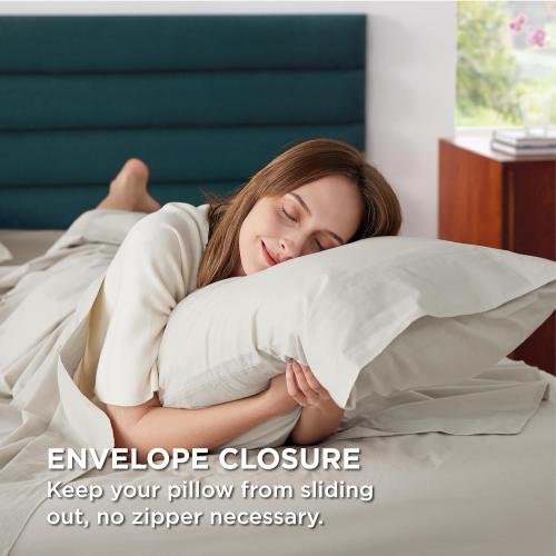 Bedsure 100% Cotton Percale Sheets Queen Size, Queen Sheet Set with Deep Pocket Up to 16 Inches, Breathable & Crirsp Soft, Bedsheet & Pillowcase Sets, 4 Pieces, Linen