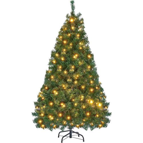 Lulu Home 6FT Christmas Tree, Artificial Christmas Tree with RC 300 LEDs Warm White & Multicolored String Lights(NOT Pre-Strung) for Indoor Outdoor Winter Decoration, 11 Lighting Modes with Timer