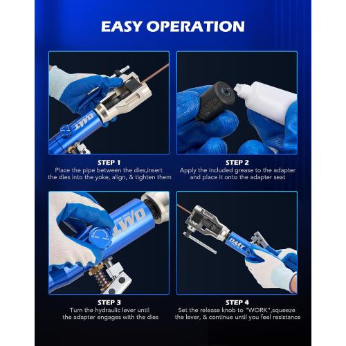 Blue Orion Motor Tech Hydraulic Flaring Tool Kit, Universal Brake Flaring Tool Set with Tubing Cutter, 45° Single & Double Flaring Tool Kit with Deburring Tool, Brake Line Flaring Tool for ISO Bubble Flare