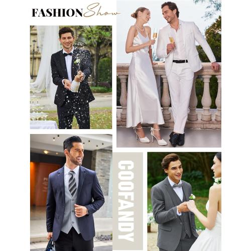 COOFANDY Men's 2 Piece Suits Classic Fit 2 Button Dress Suits Tuxedo Jacket Blazer for Wedding Business Dinner Prom