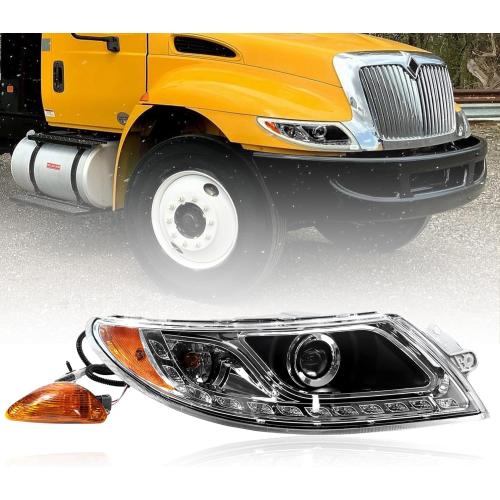 Headlight Assembly Fit for International Durastar 4100/4200/4300 2001-2016 Transtar 8500/8600 2002-2016 Headlamp Black Housing (Right Passenger Side)